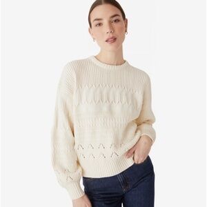 Frank & Oak Organic Cotton Cable Knit Sweater sz XS in Cream NWT